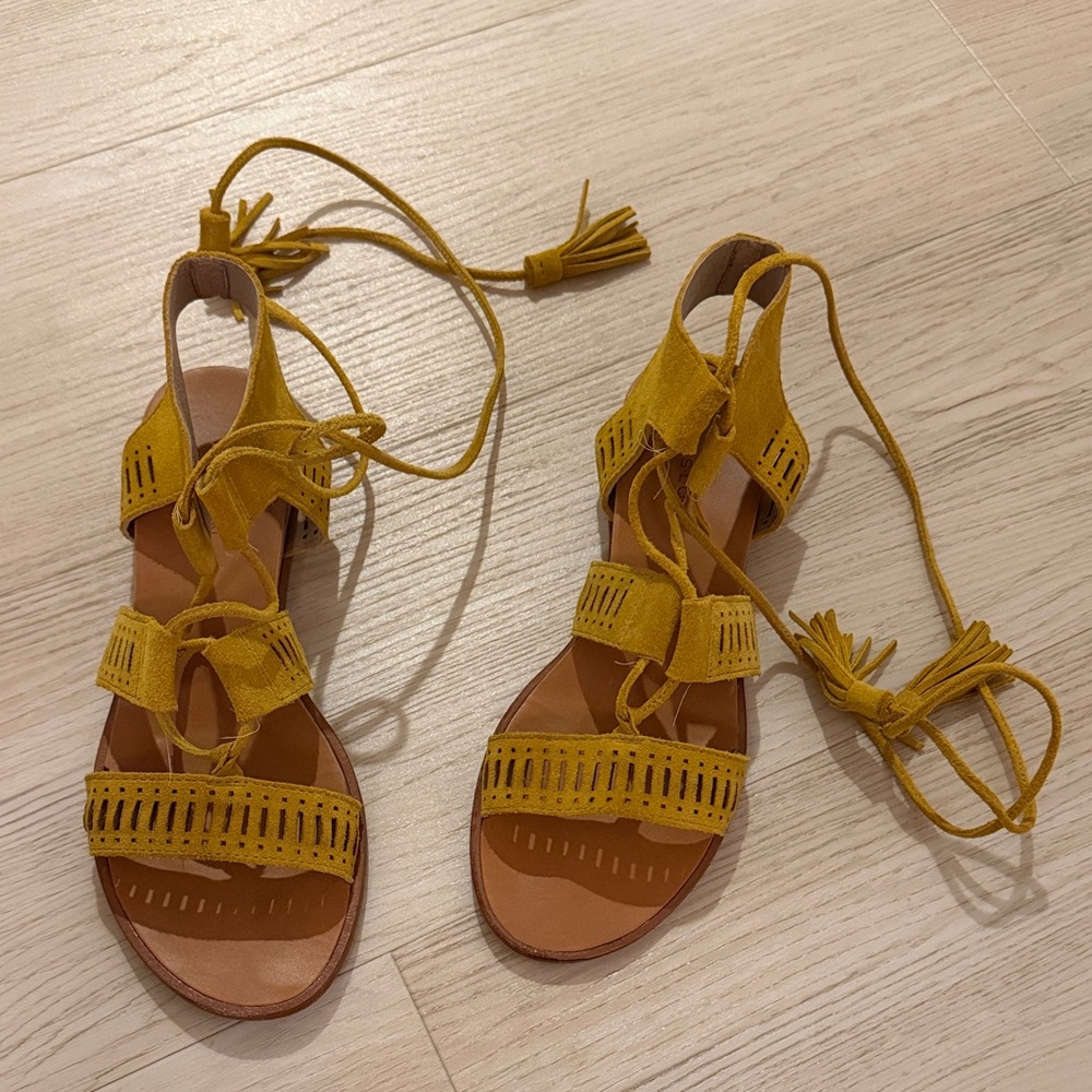 Caslon Mustard Suede Lace-Up Sandals